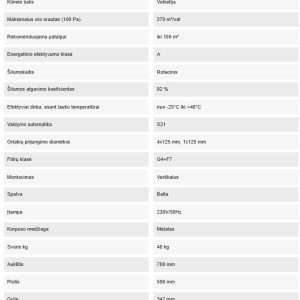 Rekuperatorius Blauberg ROTO SE200 S21, 270 m³/val su rotaciniu  šilumokaičiu
