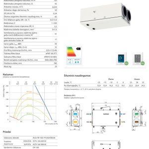 Rekuperatorius Komfovent Domekt R150F su rotaciniu šilumokaičiu