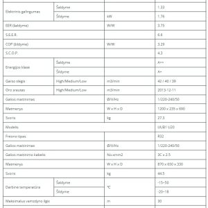 Lubinis kondicionierius LG Standart Inverter 5.0/5.8kW