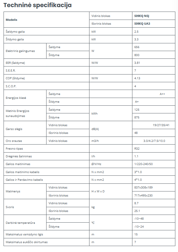 Oras oras šilumos siurblys LG Standart 2 2.5/3.2kW