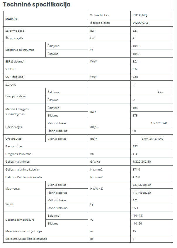 Oras oras šilumos siurblys LG Standart 2 3.5/4.0kW
