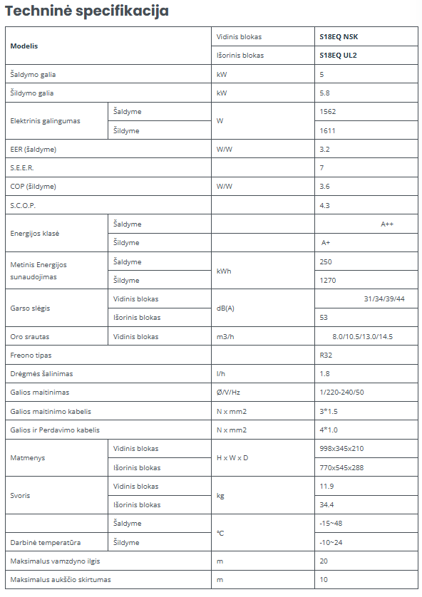 Oras oras šilumos siurblys LG Standart 2 5.0/5.8kW