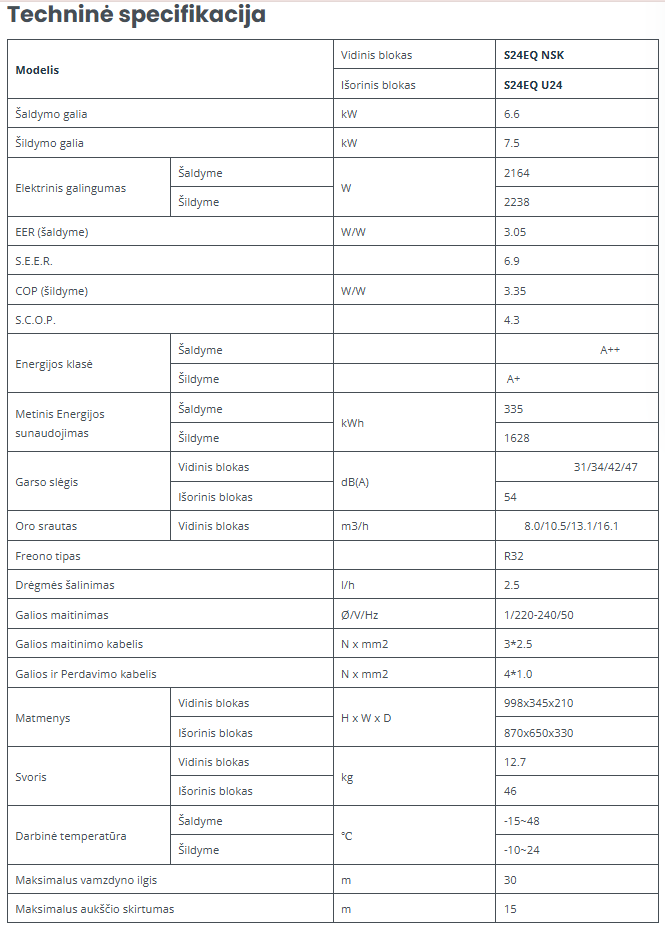Oras oras šilumos siurblys LG Standart 2 6.6/7.5kW