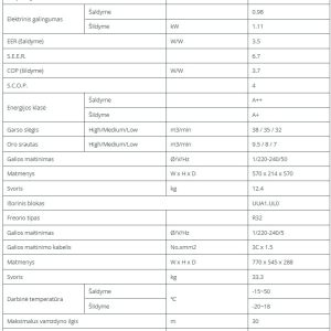 Kasetinis šilumos siurblys LG Standart-Inverter  3.4/4.1kW