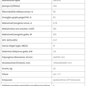 Rekuperatorius Zehnder ComfoAir 180 ERV