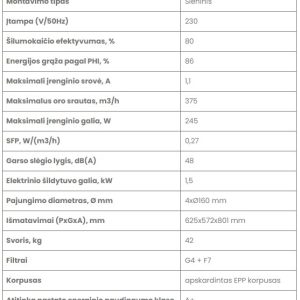 Rekuperatorius Zehnder ComfoAir 375 ERV