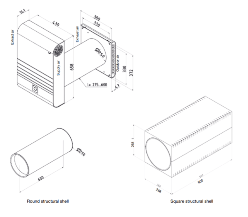 Mini rekuperatorius Zehnder ComfoAIR70